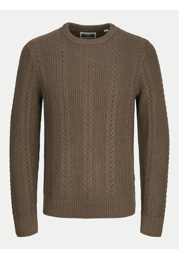 Jack & Jones - Jack&Jones Sweter 12261436 Brązowy Regular Fit. Kolor: brązowy. Materiał: bawełna