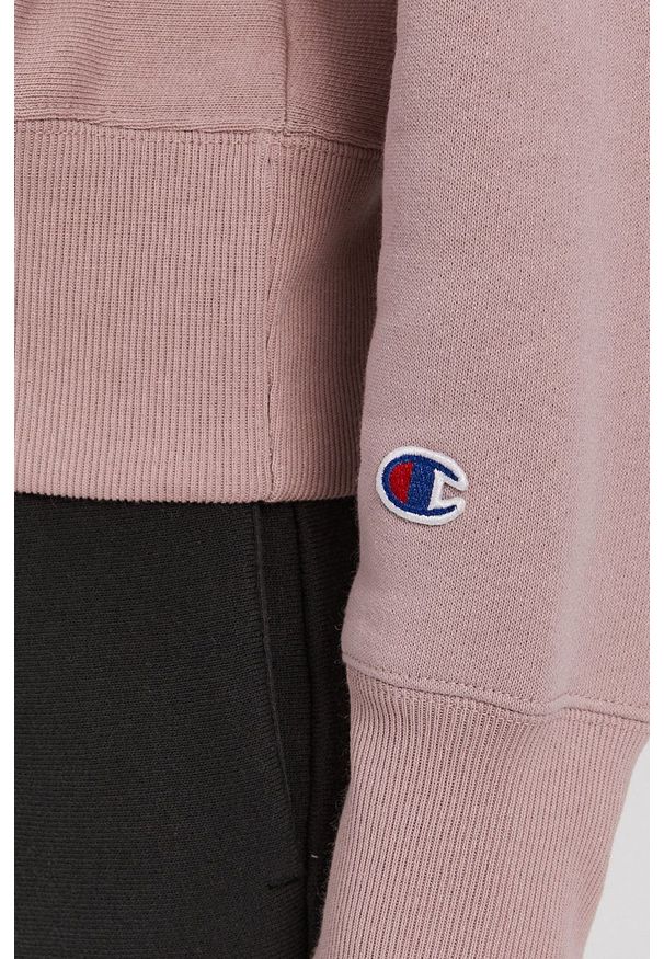 Champion - Bluza. Kolor: różowy. Materiał: dzianina. Długość rękawa: długi rękaw. Długość: długie
