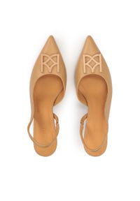 Kazar - Skórzane czółenka z odkrytą piętą. Kolor: beżowy. Materiał: skóra. Szerokość cholewki: normalna. Wzór: aplikacja. Styl: elegancki #2