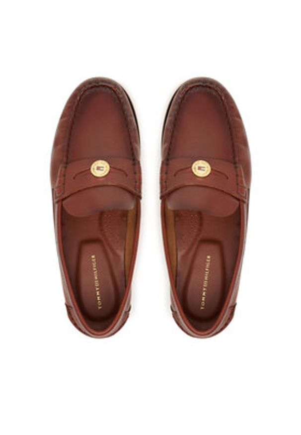 TOMMY HILFIGER - Tommy Hilfiger Mokasyny Hilfiger Penny Loafer Smooth Lth FW0FW09249 Brązowy. Kolor: brązowy. Materiał: skóra