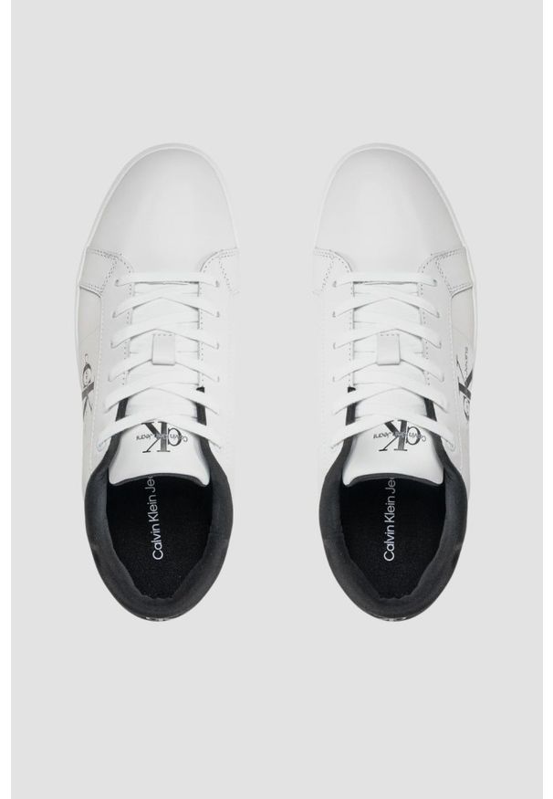 Calvin Klein - CALVIN KLEIN Białe męskie sneakersy. Kolor: czarny