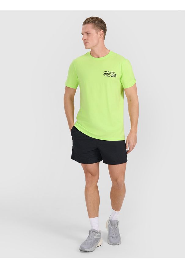 4f - 4F T-shirt regular z nadrukiem męski - zielony M. Okazja: na co dzień. Kolor: zielony. Materiał: dzianina, jersey, bawełna. Wzór: nadruk. Styl: casual, klasyczny, sportowy