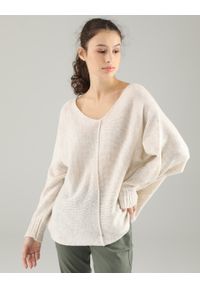 Unisono - LUŹNY SWETER Z WEŁNĄ 266-12066 BEIGE. Materiał: wełna #1