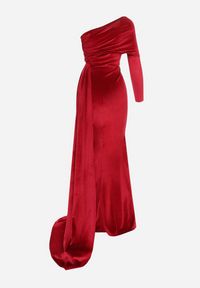 Born2be - Bordowa Asymetryczna Sukienka Maxi na Jedno Ramie Wistel. Kolor: czerwony. Typ sukienki: asymetryczne. Długość: maxi #7