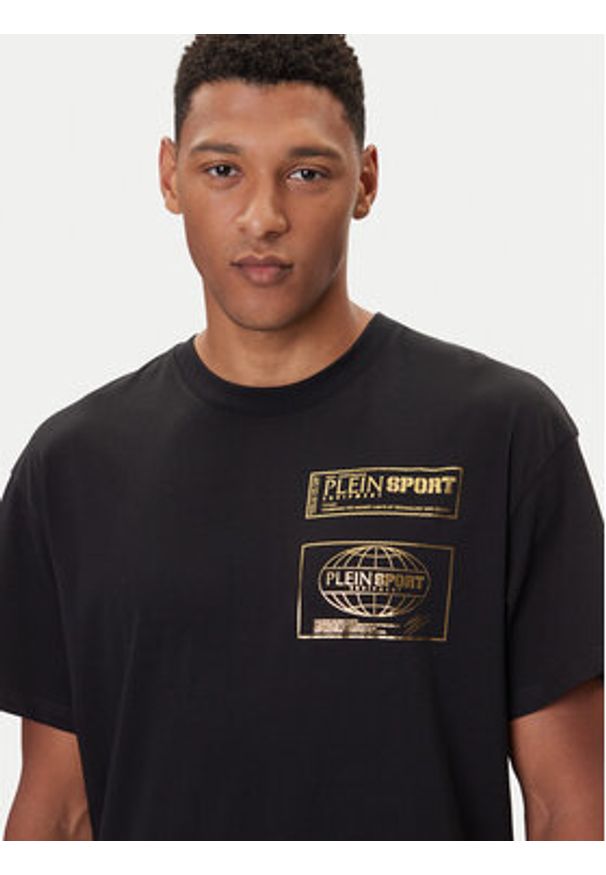 Plein Sport T-Shirt FAEC MTK8354 STE001N Czarny Loose Fit. Kolor: czarny. Materiał: bawełna. Styl: sportowy