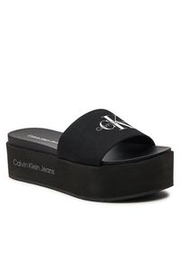 Calvin Klein Jeans Klapki Flatform Sandal Met YW0YW01036 Czarny. Kolor: czarny