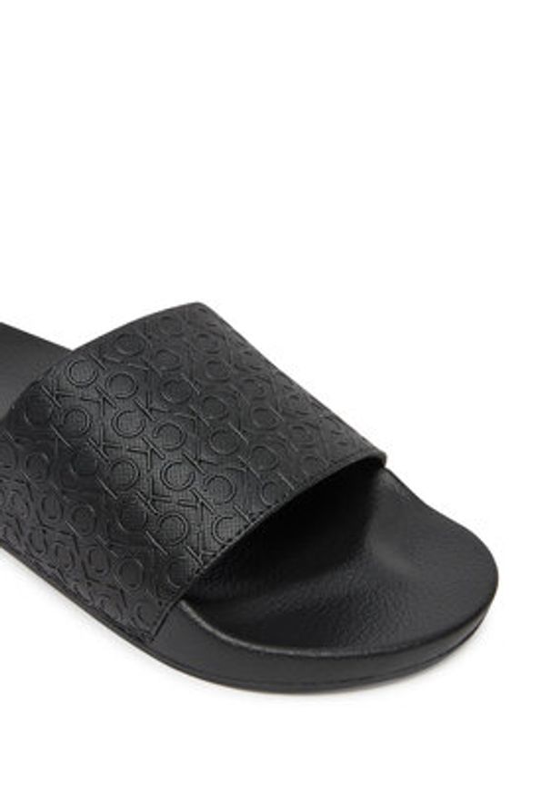 Calvin Klein Klapki Pool Slide Mono HM0HM01968 Czarny. Kolor: czarny. Materiał: skóra