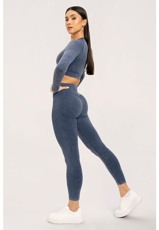 GYM GLAMOUR - Legginsy fitness damskie Gym Glamour sprane. Kolor: niebieski. Sport: fitness