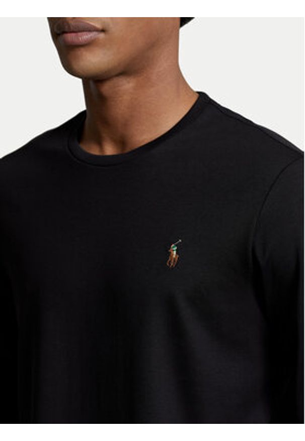 Polo Ralph Lauren Longsleeve 710760121 Czarny Slim Fit. Typ kołnierza: polo. Kolor: czarny. Materiał: bawełna. Długość rękawa: długi rękaw