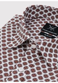 Pako Lorente - PAKO LORENTE – Casualowa koszula męska w brązowy wzór. Okazja: na co dzień. Typ kołnierza: button down. Kolor: brązowy. Materiał: bawełna, elastan. Styl: casual #6