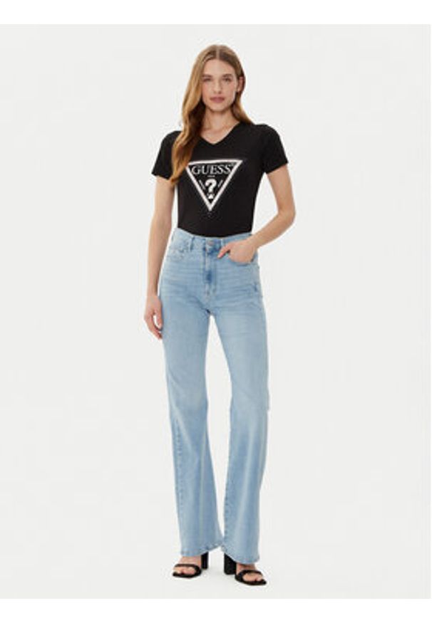 Guess T-Shirt W5RI21 J1314 Czarny Regular Fit. Kolor: czarny. Materiał: bawełna