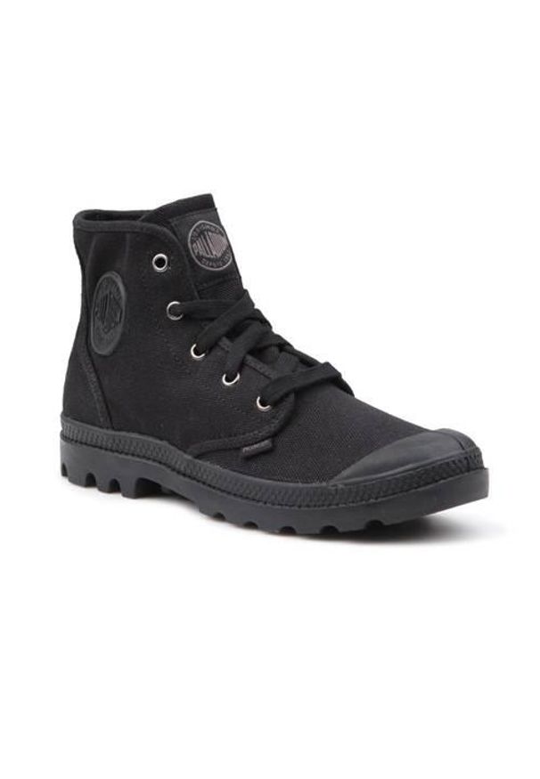 Buty do chodzenia damskie Palladium Pampa HI. Wysokość cholewki: za kostkę. Zapięcie: sznurówki. Kolor: czarny. Materiał: guma, materiał, syntetyk. Szerokość cholewki: normalna. Sport: turystyka piesza