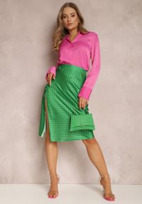 Renee - Zielona Spódnica Tymysus. Kolor: zielony. Materiał: tkanina. Wzór: kropki, aplikacja. Sezon: lato. Styl: elegancki #3