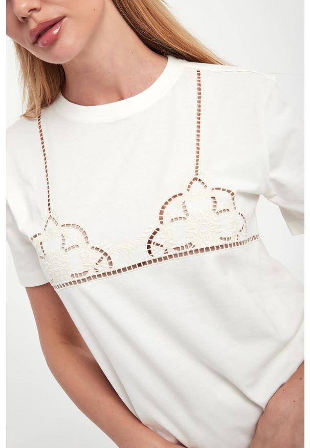 Twinset Milano - T-shirt damski z haftem TWINSET. Wzór: haft