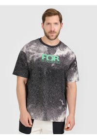 4f - 4F T-shirt loose z nadrukiem męski - czarny M. Okazja: na co dzień. Kolor: czarny. Materiał: materiał. Wzór: nadruk. Styl: casual, klasyczny #1