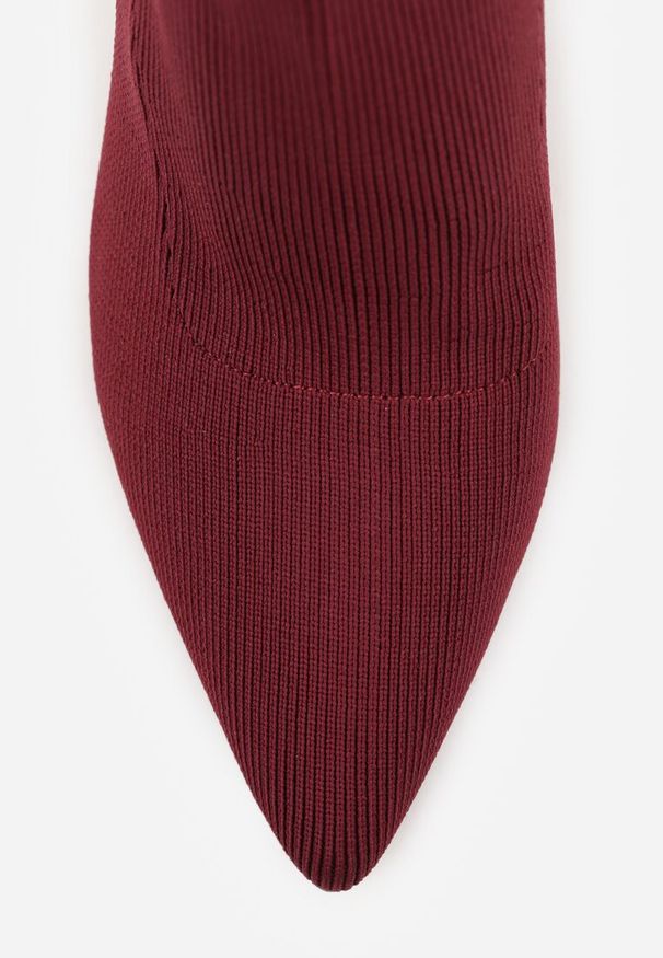 Renee - Bordowe Botki na Szpilce Vices z Elastyczną Cholewką Nallafia. Okazja: na co dzień. Kolor: czerwony. Szerokość cholewki: normalna. Obcas: na szpilce. Styl: glamour, casual, klasyczny