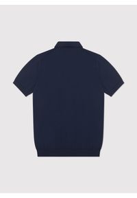 Pako Lorente - PAKO LORENTE - Granatowy swetrowy t-shirt polo. Okazja: na co dzień. Typ kołnierza: polo. Kolor: niebieski, czarny, beżowy. Materiał: bawełna, jedwab. Długość rękawa: krótki rękaw. Długość: krótkie. Styl: casual, elegancki #3