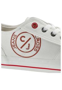 Trampki damskie Cross Jeans, sznurowany fason cholewka ze skóry ekologicznej niska cholewka przed kostkę gumowy nosek ochronny płaska elastyczna pode. Okazja: na co dzień. Zapięcie: sznurówki. Kolor: biały. Szerokość cholewki: normalna. Wzór: nadruk. Wysokość cholewki: przed kostkę. Materiał: materiał, skóra ekologiczna, guma. Sezon: wiosna, lato. Styl: klasyczny, casual #3