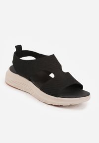 Born2be - Czarne Sportowe Sandały na Grubej Podeszwie z Elastyczną Cholewką i Piankową Wkładką Nicthil. Okazja: na co dzień. Zapięcie: bez zapięcia. Kolor: czarny. Materiał: jeans. Sezon: lato. Styl: sportowy #8