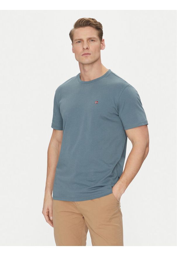 Napapijri T-Shirt Salis NP0A4H8D Szary Regular Fit. Kolor: szary. Materiał: bawełna