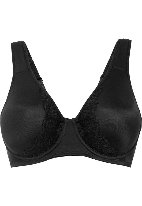 bonprix - Biustonosz minimizer z wyściełanymi ramiączkami. Kolor: czarny. Rodzaj stanika: różne sposoby noszenia, wyściełane miseczki