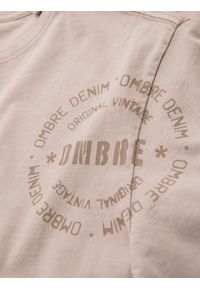 Ombre Clothing - Męska bawełniana koszulka z nadrukiem w militarnym stylu – beżowa V1 - Rozmiar: L. Okazja: na co dzień. Kolor: beżowy. Materiał: bawełna. Wzór: moro, nadruk. Styl: militarny #3