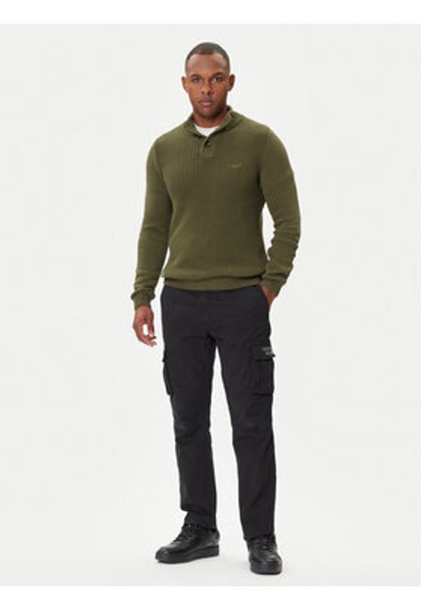 Aeronautica Militare Sweter 252MA1572UL00409 Zielony Slim Fit. Kolor: zielony. Materiał: bawełna
