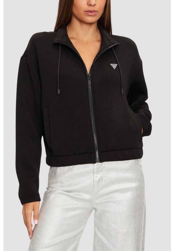Guess - GUESS Czarna damska bluza rozpinana Cecilia, Rozmiar M. Kolor: czarny