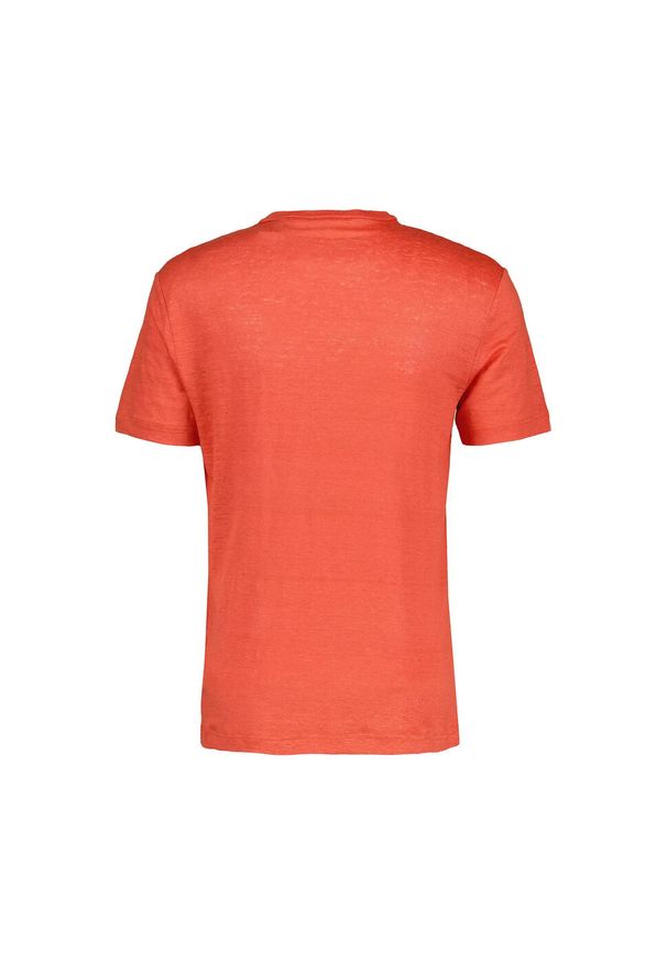 GANT - Koszulka męska Gant Linen Ss T-shirt lniany. Kolor: pomarańczowy. Materiał: len