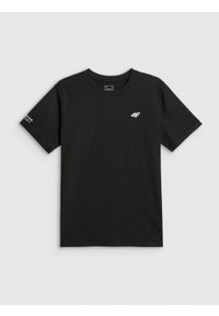 4f - 4F T-shirt regular gładki męski - czarny M. Okazja: na co dzień. Kolor: czarny. Materiał: bawełna, dzianina. Wzór: gładki. Styl: casual #1