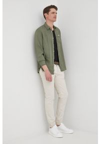 Pepe Jeans koszula lniana PARKERS męska kolor zielony regular z kołnierzykiem klasycznym. Typ kołnierza: kołnierzyk klasyczny. Kolor: zielony. Materiał: len. Styl: klasyczny