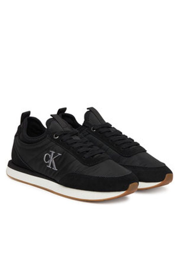 Calvin Klein Sneakersy Retro Runner Sock Laceup Mix Mat YW0YW02060 Czarny. Kolor: czarny. Materiał: materiał