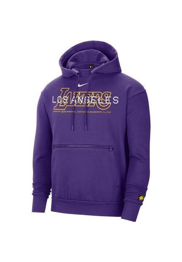 Bluza sportowa męska Nike Lakers Courtside. Typ kołnierza: kaptur. Kolor: fioletowy