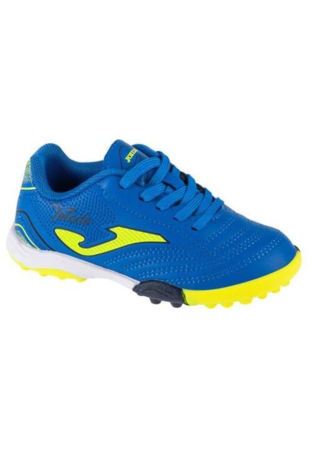 Buty piłkarskie dla dzieci Joma Toledo. Kolor: wielokolorowy, niebieski. Materiał: materiał, syntetyk. Szerokość cholewki: normalna. Sport: piłka nożna