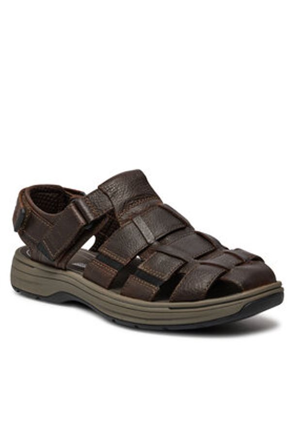 Clarks Sandały Saltway Cove 26176900 Brązowy. Kolor: brązowy. Materiał: skóra