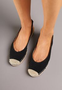 Renee - Czarne Sandały Espadryle Slingback Ozdobione Plecionką Addiena. Nosek buta: otwarty. Kolor: czarny. Wzór: aplikacja. Sezon: lato. Styl: elegancki #5