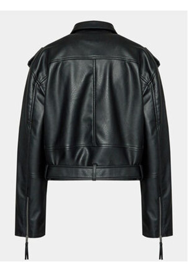 Gina Tricot Kurtka z imitacji skóry 20504 Czarny Regular Fit. Kolor: czarny. Materiał: skóra