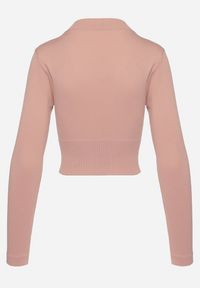 Born2be - Różowa Krótka Bluza z Prążkowanego Materiału Zapinana na Suwaki Idendia. Kolor: różowy. Materiał: materiał, prążkowany. Długość: krótkie. Styl: sportowy #5