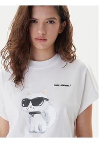 Karl Lagerfeld - KARL LAGERFELD T-Shirt A2W17115 Biały Loose Fit. Typ kołnierza: dekolt w karo. Kolor: biały. Materiał: bawełna #5