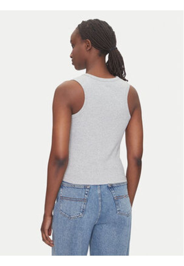 Calvin Klein Jeans Top LV047C201G Szary Slim Fit. Kolor: szary. Materiał: bawełna