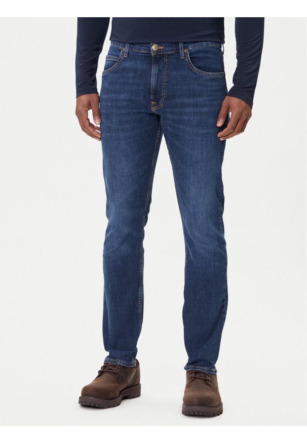 Lee Jeansy Rider 112360204 Granatowy Slim Fit. Kolor: niebieski
