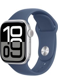 APPLE - Apple Watch Series 10 GPS 42mm Silver Aluminium Case with Denim Sport Band - S/M,Model A2997. Materiał: denim. Styl: sportowy