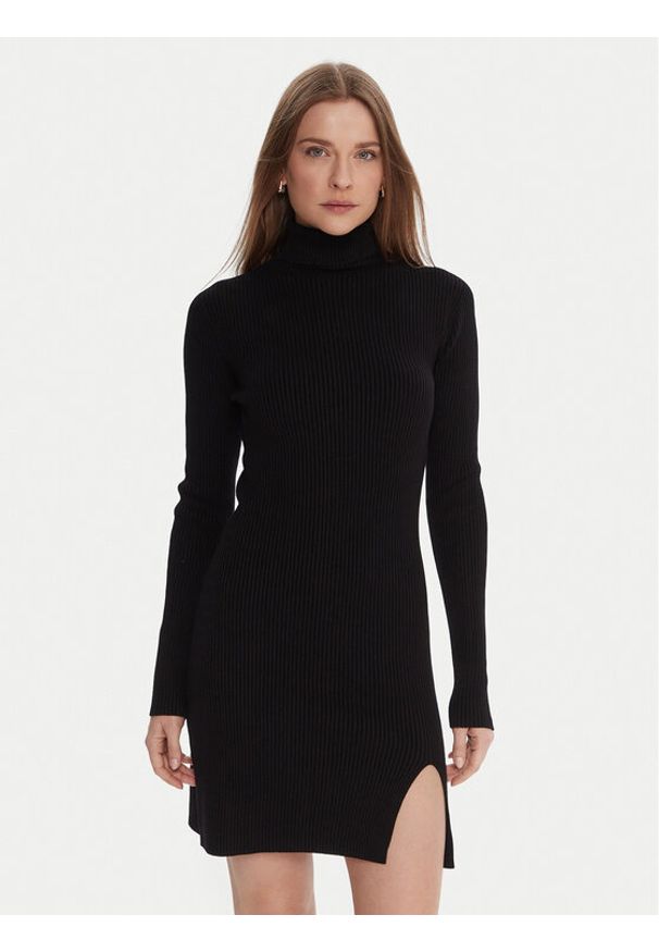 Kontatto Sukienka dzianinowa 3M0827C Czarny Slim Fit. Kolor: czarny. Materiał: wiskoza