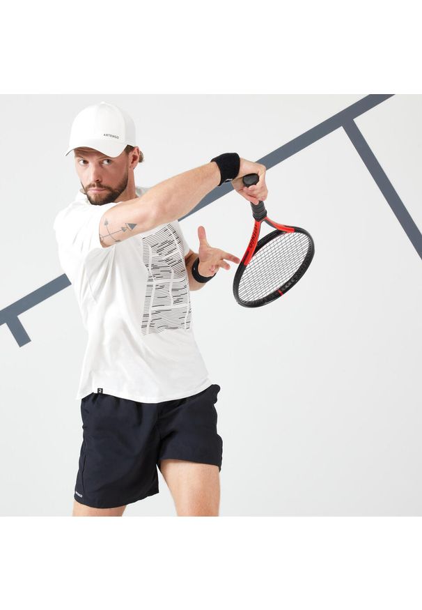 ARTENGO - Koszulka tenisowa męska Artengo TTS Soft. Kolor: biały. Materiał: bawełna, elastan, materiał, lyocell. Sport: tenis