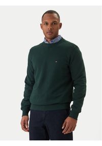 TOMMY HILFIGER - Tommy Hilfiger Bluza Essential MW0MW37237 Zielony Regular Fit. Kolor: zielony. Materiał: bawełna #1