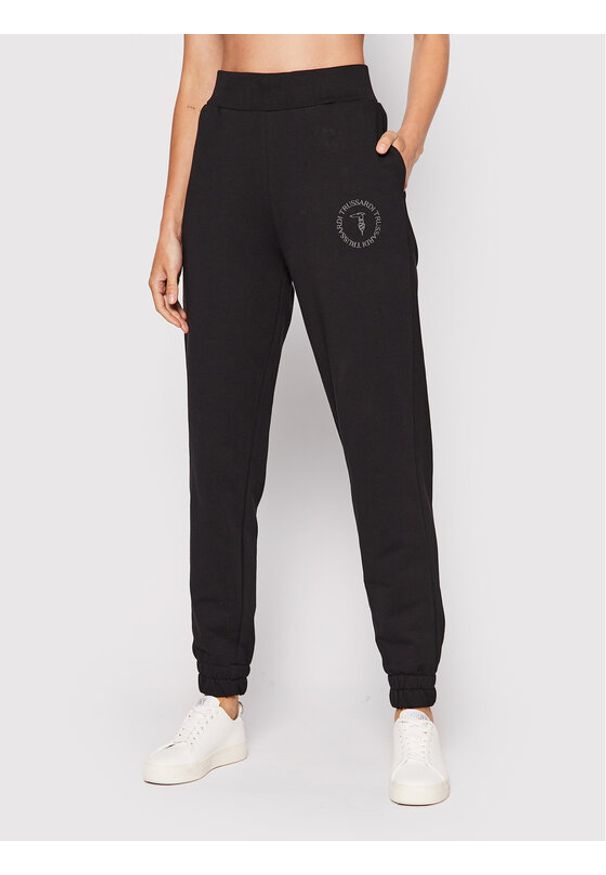 Trussardi Jeans - Spodnie dresowe Trussardi. Kolor: czarny. Materiał: dresówka, bawełna