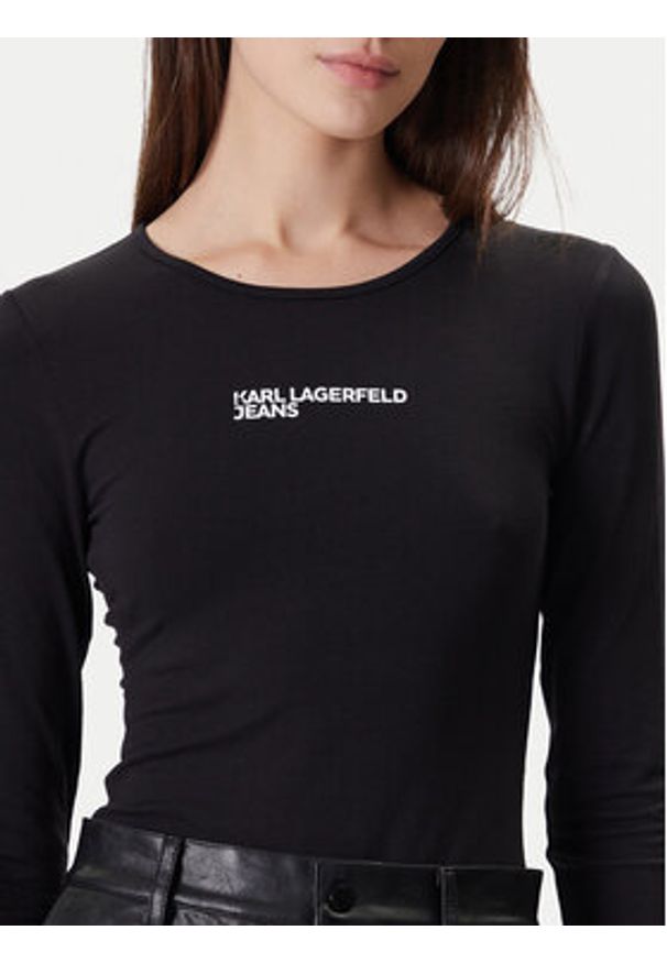 Karl Lagerfeld Jeans Body A4W17017 Czarny Slim Fit. Kolor: czarny. Materiał: bawełna