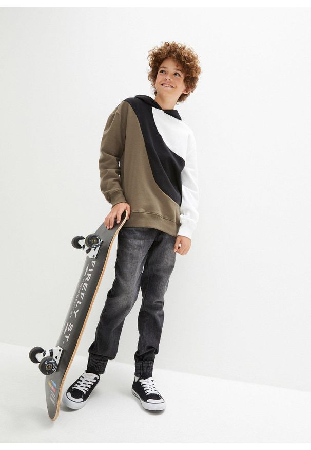 bonprix - Bluza z kapturem z czystej bawełny. Typ kołnierza: kaptur. Kolor: zielony. Materiał: materiał, bawełna