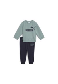 Dziecięcy dres Puma Miincats ESS. Kolor: zielony. Materiał: guma, dresówka, prążkowany. Wzór: nadruk