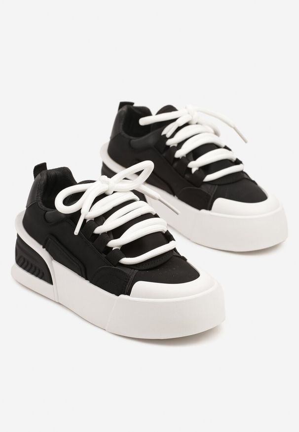 Born2be - Czarne Sneakersy w Stylu Trampek na Grubej Podeszwie Danimira. Okazja: na co dzień. Kolor: czarny. Obcas: na platformie
